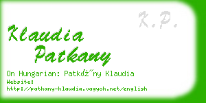 klaudia patkany business card